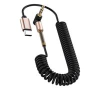 Générique Adaptateur pour Prise Casque Type C vers Jack 3,5 Mm Noir en Cuivre et PVC, Câble Audio Pratique Connecteur Coudé, pour Karaoké et Utilisation Mobile