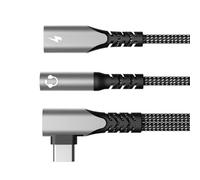 Générique Adaptateur sonore de Type C à 3.5mm, Adaptateur de PD60W avec câble tressé en Nylon coudé à 90 ° et Transmission du Son