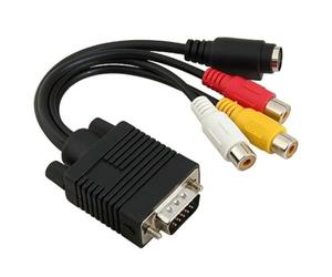 Générique Adaptateur Vga vers 3 RCA Noir en Cuivre Pur et PVC, Convertisseur Vidéo pour Connexion TV, Bureau ou Projecteur, Compatible Svga et S-Video
