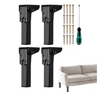 Générique Adjustable Folding Furniture Legs, Adorable Sofa Leg Replacements, 4-Pack Laptop Table Legs with Non-Slip Rubber Feet for Cabinet, Bed, Dresser and Cupboard, Black