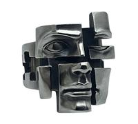 Générique Adjustable Ring, Vintage 3D Abstract Face Jewelry to Women, Gothic Inspired Open Ring Design for Wedding, Festival, Beach, Vacation, Formal, Everyday Outfits, Color Black