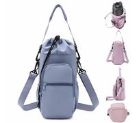 Générique Adjustable Strap Water Bottle Shoulder Bag,Carrier Bag,Bottle Crossbody Holder with Phone Pocket,Insulated Protective Sleeve,for Walking Hiking Camping Gym Men Women (Blue)