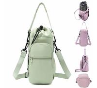 Générique Adjustable Strap Water Bottle Shoulder Bag,Carrier Bag,Bottle Crossbody Holder with Phone Pocket,Insulated Protective Sleeve,for Walking Hiking Camping Gym Men Women (Green)