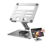 Générique Adjustable Tablet Stand, Desktop Tablet Stand, Tablet Dock Holder, 360 Degree Rotating Stand, Portable Desktop Tablet Dock Holder with Foldable Aluminum Design for Easy Storage and Use