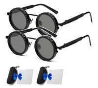 Générique Adjustable Tint Rounded Polarized Lenses Retro Sunglasses, 1-9 Gear Manual Tint Control with ND Filter for Men Women (Black,One pair)