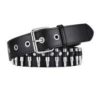 Générique Adjustable Women's Punk Belt, PU Leather Grommet Waist Belt, Gothic Accessories with Hollowed-out Bullets, Stylish Waist for Dating, Daily Wear, Party, and Nightclub Outfits