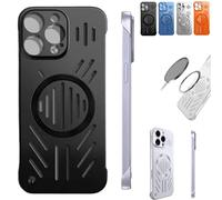 Générique Admitof Ultra-Thin Hollow Heat Dissipation Frameless for iPhone 16/15/14/13/12/11 Pro Max, Hollow Magnetic Breathable Anti-Fall Case with Raised Camera Protection (for iPhone12proMax,Black)