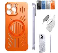 Générique Admitof Ultra-Thin Hollow Heat Dissipation Frameless for iPhone 16/15/14/13/12/11 Pro Max, Hollow Magnetic Breathable Anti-Fall Case with Raised Camera Protection (for iPhone12,Orange)
