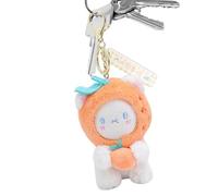 Générique Adorable Cute Bear Pendant Keychain, Soft Plush Bear Bag Charm, Japanese Style Keychain Doll with Fruit Couple Key Ring for Backpacks, Purses and Gift, 4.33 Inches