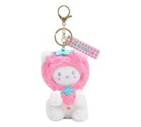 Générique Adorable Cute Bear Pendant Keychain, Soft Plush Bear Bag Charm, Japanese Style Keychain Doll with Fruit Couple Key Ring for Backpacks, Purses and Gift, 4.33 Inches