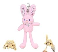 Générique Adorable Floral Stretchy-Ear Plush Bunny Gift, Plush Bunny Key Chain with Stretchy Ears - Cute and Funny Accessories with Pull-Out and Legs, Cute Bag Charm (Pink)