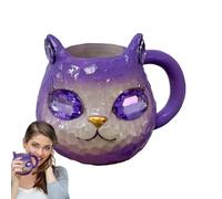 Générique Adorable Mug, Tasse à Thé en Forme de Chaton Mignon avec Pierres Gemmes en Résine, Décoration Féline Fait Main En Résine Pour Salon Cuisine Quotidien