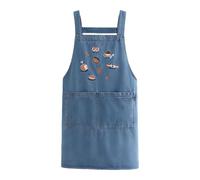 Générique Adult Denim Apron - Cotton Embroidered Smock, Front Pocket Bib | Unisex Lightweight Adjustable Kitchen Pinafore, Versatile Farm Gardening Apparel For Home Cooking With Cross Back Straps