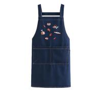 Générique Adult Denim Apron - Cotton Embroidered Smock, Front Pocket Bib | Unisex Lightweight Adjustable Kitchen Pinafore, Versatile Farm Gardening Apparel For Home Cooking With Cross Back Straps