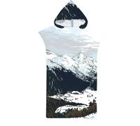 Générique Adult Hooded Beach Towel Microfiber - 110x75cm 300g Quick Dry Cape Poncho - Soft Bathrobe Wrap for Swimming Pool Surf - Tropical Leaf Island Holiday Deep Sea