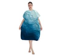 Générique Adult Hooded Beach Towel Microfiber - 110x75cm 300g Quick Dry Cape Poncho - Soft Bathrobe Wrap for Swimming Pool Surf - Tropical Leaf Island Holiday Deep Sea