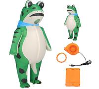 Générique Adult inflatable frog costume, fun and cute full-body inflatable frog costume with an air pump, perfect for Halloween cosplay parties (Green,L)