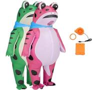 Générique Adult inflatable frog costume, fun and cute full-body inflatable frog costume with an air pump, perfect for Halloween cosplay parties (Green+Pink,L)
