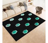 Générique Adulte Poils Ras Les Joueurs, Vert Tapis Salon Motif en nid d'abeille antidérapant, Poils Bas, Style Vintage, Lavable en Machine pour Cuisine, Chambre à Coucher 120x180cm