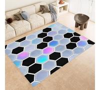 Générique Adulte Poils Ras Les Joueurs, Vert Tapis Salon Motif en nid d'abeille aux Couleurs néon antidérapant, Poils Bas, Style Vintage, Lavable en Machine pour Cuisine, Chambre à Coucher 120x180cm