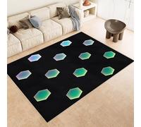 Générique Adulte Poils Ras Les Joueurs, Vert Tapis Salon Motif en nid d'abeille aux Couleurs néon antidérapant, Poils Bas, Style Vintage, Lavable en Machine pour Cuisine, Chambre à Coucher 120x180cm