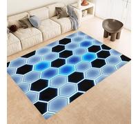 Générique Adulte Poils Ras Les Joueurs, Vert Tapis Salon Motif en nid d'abeille aux Couleurs néon antidérapant, Poils Bas, Style Vintage, Lavable en Machine pour Cuisine, Chambre à Coucher 120x180cm
