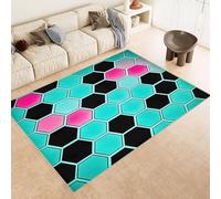 Générique Adulte Poils Ras Motif en nid d'abeille, Vert Tapis Salon Couleur néon antidérapant, Poils Bas, Style Vintage, Lavable en Machine pour Cuisine, Chambre à Coucher 120x180cm