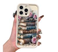 Générique Aesthetic Cartoon Bookshelf Phone Case,Vintage Bookshelf Floral Phone Case,Compatible for iPhone 16 Pro Max Cases,Shockproof Non Slip Soft for iPhone 16 15 14 13 12 11 Pro Max XR XS Plus