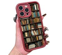Générique Aesthetic Cartoon Bookshelf Phone Case,Vintage Bookshelf Floral Phone Case,Compatible for iPhone 16 Pro Max Cases,Shockproof Non Slip Soft for iPhone 16 15 14 13 12 11 Pro Max XR XS Plus