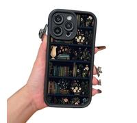 Générique Aesthetic Cartoon Bookshelf Phone Case,Vintage Bookshelf Floral Phone Case,Compatible for iPhone 16 Pro Max Cases,Shockproof Non Slip Soft for iPhone 16 15 14 13 12 11 Pro Max XR XS Plus