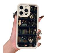 Générique Aesthetic Cartoon Bookshelf Phone Case,Vintage Bookshelf Floral Phone Case,Compatible for iPhone 16 Pro Max Cases,Shockproof Non Slip Soft for iPhone 16 15 14 13 12 11 Pro Max XR XS Plus