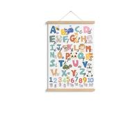 Générique Affiche Abécédaire Enfant, Grand Format A2 60x42 cm, Support Bois Naturel, Papier 250g/m², Style Aquarelle, Éducatif et Décoratif