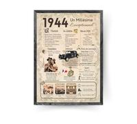 Générique Affiche anniversaire 82 ans Affiche cadeau,carte cadeau anniversaire,cadeau homme, femme, (1944 (cadre non inclus))