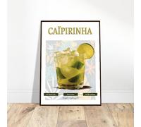 Générique Affiche cocktail Caïpirinha avec recette en français. Poster cocktail brésilien, cachaça. Imprimé de cocktail vert, éco friendly sans cadre. (50x70)