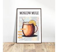 Générique Affiche cocktail Moscow Mule. Poster recette Moscow Mule. Illustration de cocktail au gingembre. Décoration murale pour cuisine et bar. (50x70)
