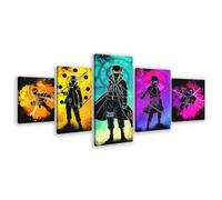 Générique Affiche en toile avec personnages de l'anime Soul of Naruto, 5 pièces, impression artistique murale pour salon, chambre à coucher, décoration, cadeaux pour adolescents Encadrée 100x55cm