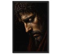 Générique Affiche Encadrée De Jésus Portant Une Couronne D'épines, Impression Sur Toile, Art Contemporain Élégant, Peinture Murale, Images, Décoration for Salon, Bureau(12" LX16 W)