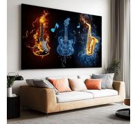 Générique Affiche Guitare Instrument de Musique Abstrait Toile Tableau Art, Noir Peintures sans Cadre Decoration Murale, pour Salon Chambre Tableau Decoration 70 x 50 cm (L x l) Impression Sur Toile