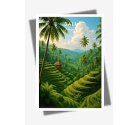 Générique Affiche murale deco - voyage - Bali, Indonesie, rizieres - art moderne, cadeau, poster, impression, illustration - JLprint (A4-21 x 29,7 cm)