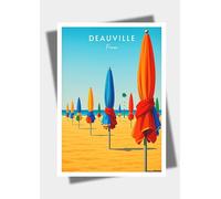 Générique Affiche murale deco - voyage - Deauville, Normandie, France - art moderne, cadeau, poster, impression, illustration - JLprint (A3-29,7 x 42 cm)
