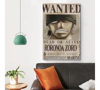 Générique Affiche One Piece, Avis de Recherche Roronoa Zoro, Marine, Prime de 320.000.000 Berry, Style Manga Vintage, 45 x 30 cm