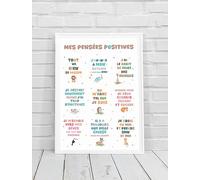 Générique Affiche Pensées Positives pour Enfant, Poster Motivation Bienveillance avec 9 Animaux, Décoration Chambre Thème Forêt Marin Savane, Format A3