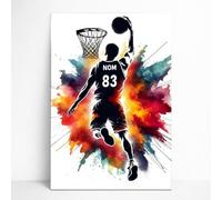 Générique Affiche Personnalisée Joueur de Basketball Prénom - Poster Dunk Basket Personnalisable avec Nom et Numéro, Toile, idée Cadeau d’anniversaire Homme