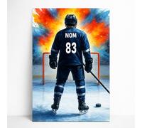 Générique Affiche Personnalisée Joueur Hockey sur glace - Cadeau de hockey Personnalisable Garçon avec Nom et Numéro, Décoration Art Homme en Poster ou Toile