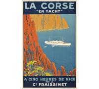 Générique Affiche Vintage Sandy Hook, Art Mural La Corse en Yacht, Impression sur Papier Satiné 190g/m², Plusieurs Tailles Disponibles de 30x19cm à 100x63cm (38x60cm)