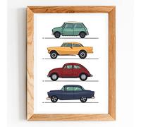 Générique Affiche voitures vintage - décoration design et moderne - Véhicules cars - enfant adulte - salon chambre - deco voiture - mini - beatles - collection (A4 (21x29,7cm))