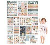 Générique Affiches Éducatives Maternelle,18 Pièces Posters Muraux Alphabet pour Apprentissage - Décorations Colorées Apaisantes, Activités Préscolaires pour Crèche et École Primaire