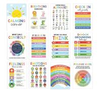 Générique Affiches pour le coin apaisant, 12 affiches roue des émotions pour enfant, tableaux visuels sur la santé mentale, Décorations murales sensorielles pour la maison préscolaire