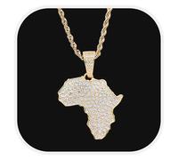 Générique Africa Necklace Fashion Copper set with zircon Country Republic Flag Pendant Jewelry for Women Men Hip Hop Gift (Style B)