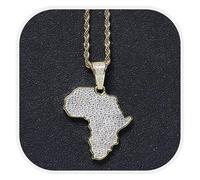 Générique Africa Necklace Fashion Copper set with zircon Country Republic Flag Pendant Jewelry for Women Men Hip Hop Gift (Style A)